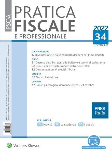 Pratica Fiscale e Professionale – 12 Settembre 2022 Cover