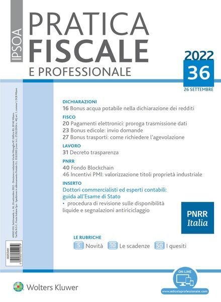 Pratica Fiscale e Professionale – 26 Settembre 2022 Cover