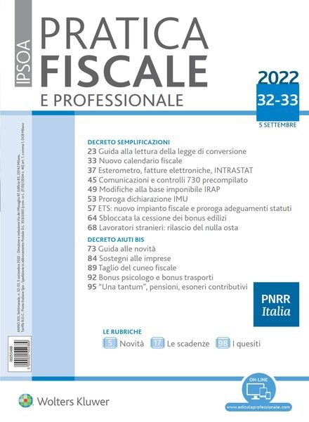 Pratica Fiscale e Professionale – 5 Settembre 2022 Cover