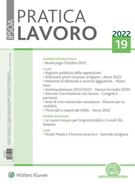 Pratica Lavoro – 1 Ottobre 2022 Cover