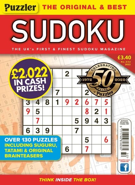 Puzzler Sudoku – September 2022 Cover