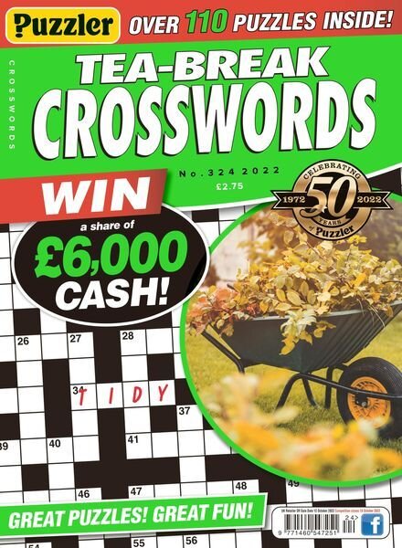 Puzzler Tea-Break Crosswords – September 2022 Cover