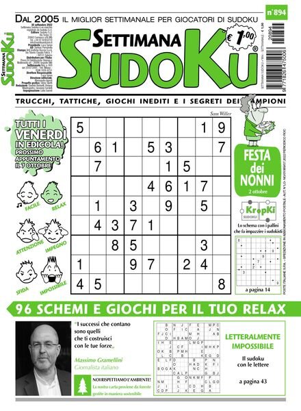 Settimana Sudoku – 28 settembre 2022 Cover