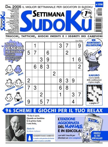 Settimana Sudoku – 31 agosto 2022 Cover