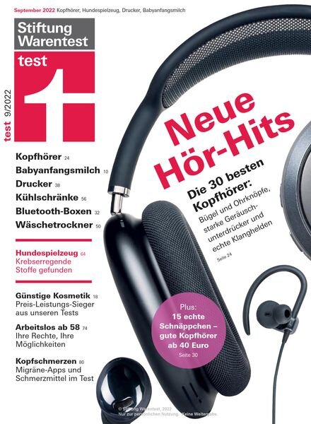 Stiftung Warentest Testmagazin – September 2022 Cover
