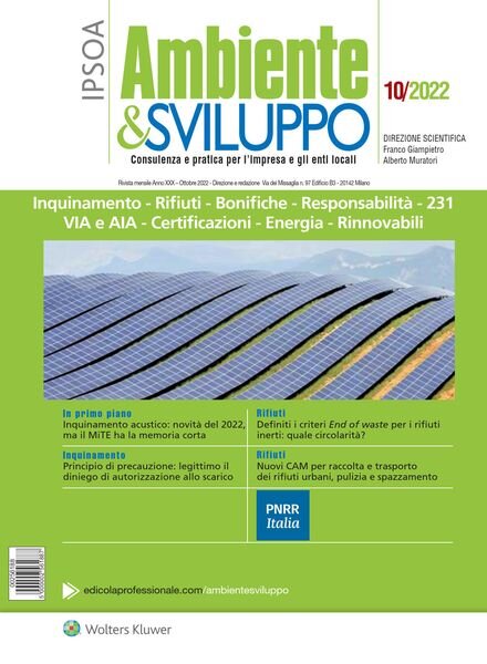 Ambiente & sviluppo – Ottobre 2022 Cover