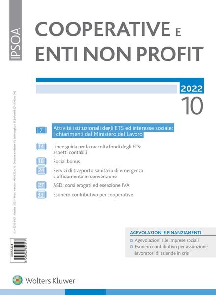 Cooperative e enti non profit – Ottobre 2022 Cover