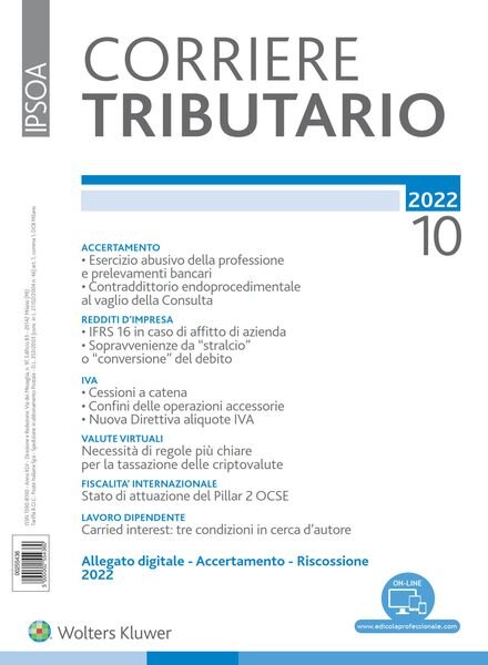 Corriere Tributario – Ottobre 2022 Cover