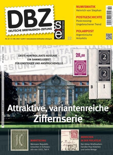 Deutsche Briefmarken-Zeitung – 17 Oktober 2022 Cover