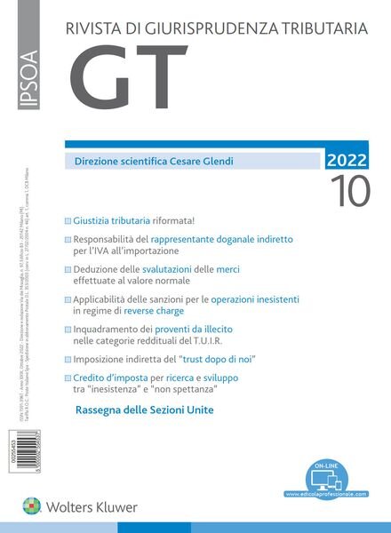 GT Rivista di Giurisprudenza Tributaria – Ottobre 2022 Cover