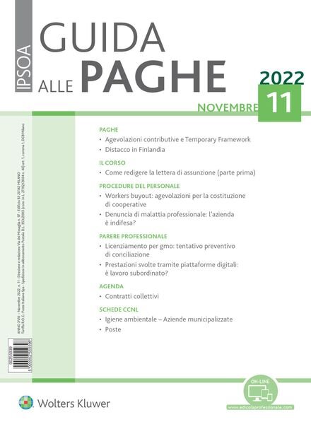 Guida alle paghe – Novembre 2022 Cover