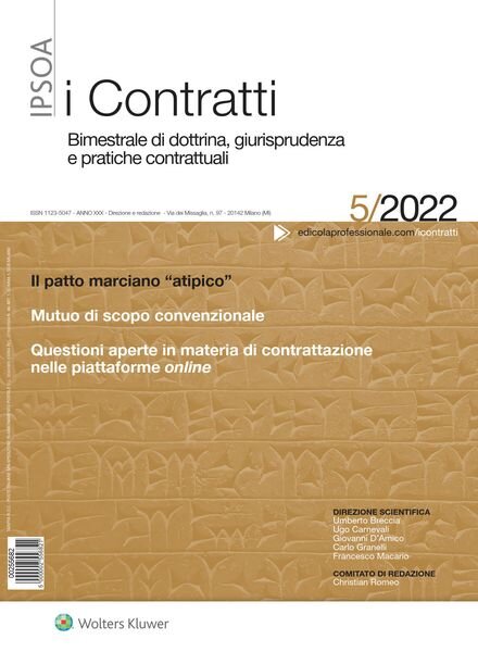 I Contratti – N 5 2022 Cover