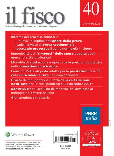 il fisco – 24 Ottobre 2022 Cover