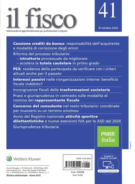 il fisco – 31 Ottobre 2022 Cover