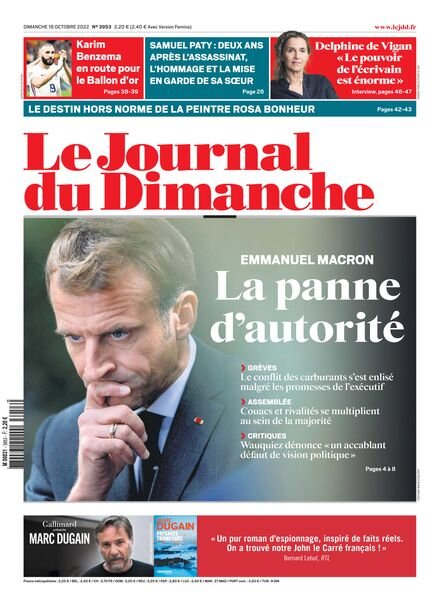 Le Journal du Dimanche – 16 octobre 2022 Cover