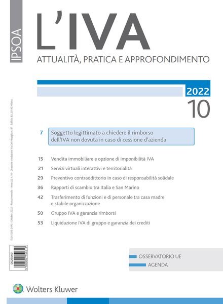 L’IVA – Ottobre 2022 Cover