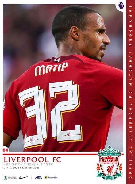 Liverpool FC Programmes – vs Brighton & Hove Albion – 1 October 2022 Cover