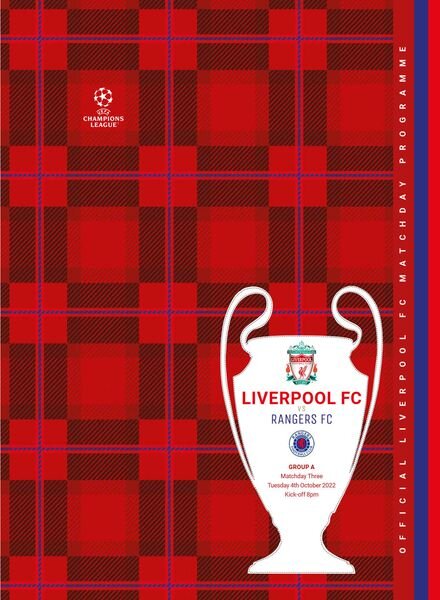 Liverpool FC Programmes – vs Rangers CL – 4 October 2022 Cover
