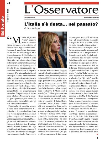 L’Osservatore – 08 ottobre 2022 Cover