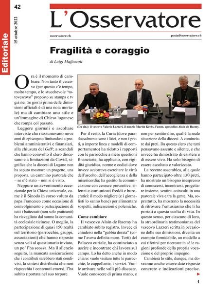 L’Osservatore – 15 ottobre 2022 Cover