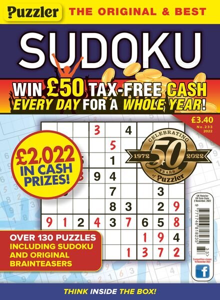 Puzzler Sudoku – October 2022 Cover