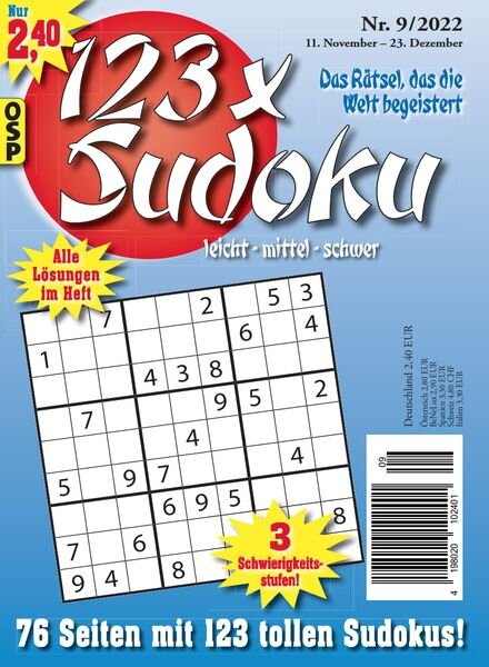 123 x Sudoku – Nr 9 2022 Cover