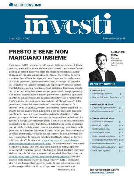 Altroconsumo Investi – 15 Novembre 2022 Cover