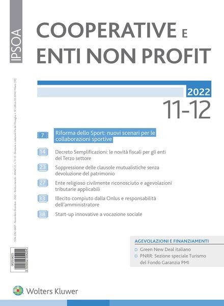 Cooperative e enti non profit – Novembre-Dicembre 2022 Cover