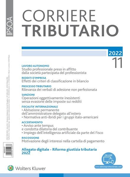 Corriere Tributario – Novembre 2022 Cover