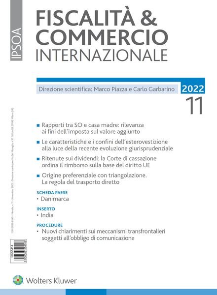Fiscalita & Commercio Internazionale – Novembre 2022 Cover