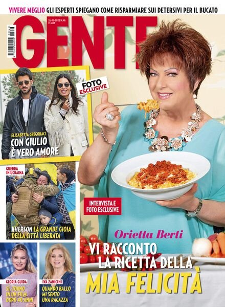 Gente Italia – 18 novembre 2022 Cover