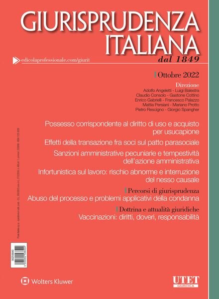 Giurisprudenza Italiana – Ottobre 2022 Cover