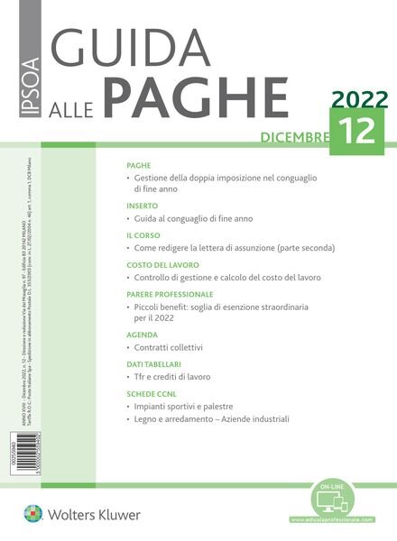 Guida alle paghe – Dicembre 2022 Cover