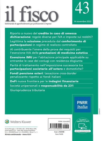 il fisco – 14 Novembre 2022 Cover