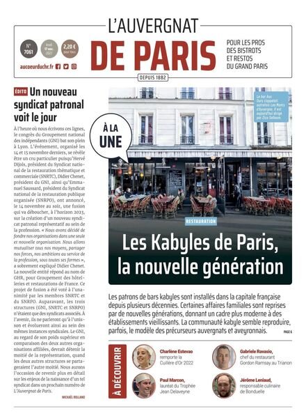 L’Auvergnat de Paris – 17 novembre 2022 Cover
