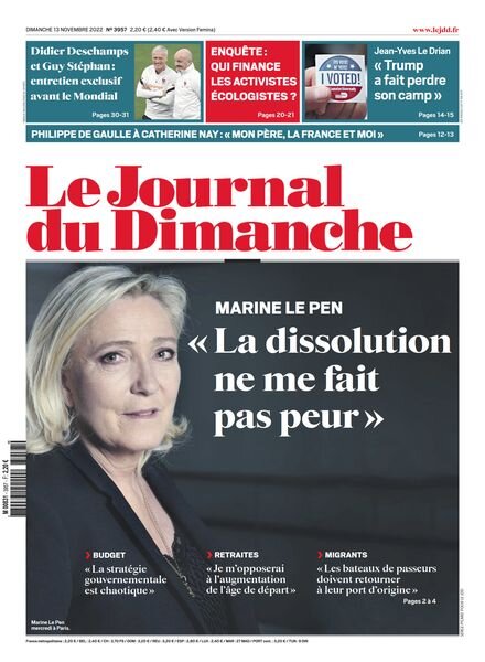 Le Journal du Dimanche – 13 novembre 2022 Cover