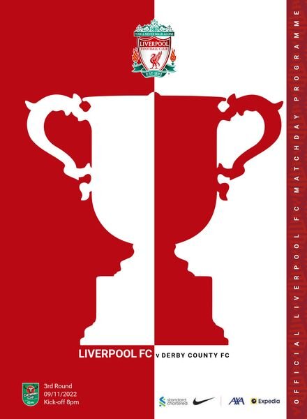 Liverpool FC Programmes – Liverpool FC vs Derby County CC – 9 November 2022 Cover