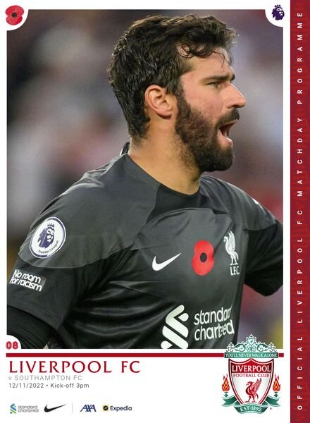 Liverpool FC Programmes – Liverpool FC vs Southampton – 12 November 2022 Cover