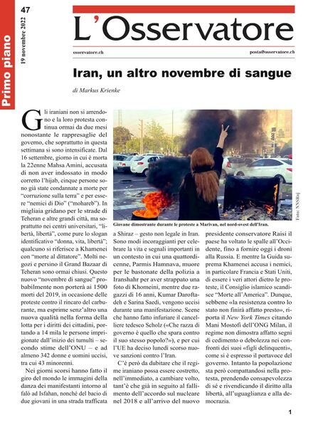 L’Osservatore – 19 novembre 2022 Cover