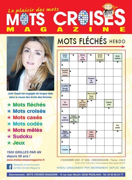 Mots Croises Magazine – novembre 2022 Cover