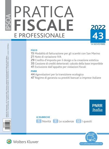 Pratica Fiscale e Professionale – 14 Novembre 2022 Cover