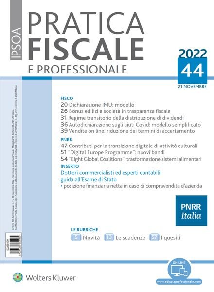 Pratica Fiscale e Professionale – 21 Novembre 2022 Cover