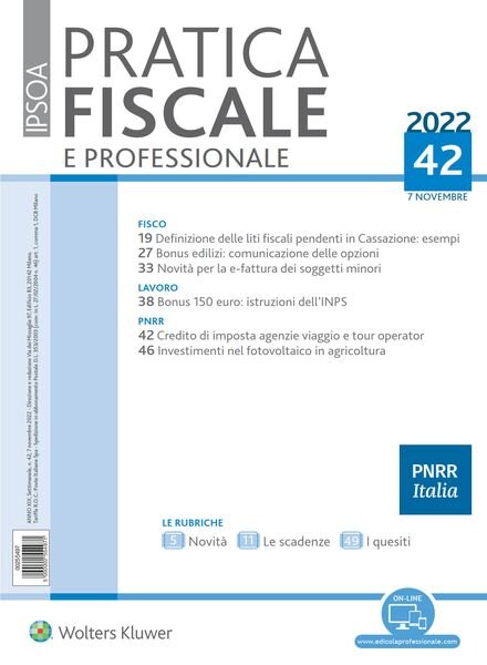 Pratica Fiscale e Professionale – Novembre 2022 Cover