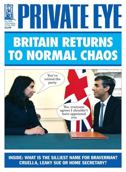 Private Eye Magazine – Issue 1585 – 4 November 2022 Cover