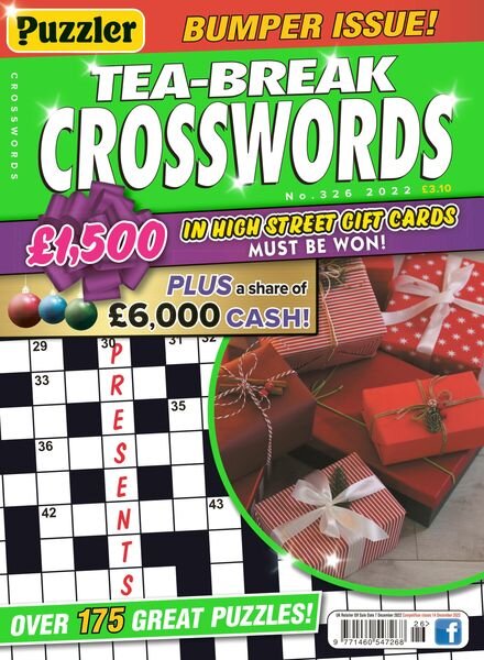 Puzzler Tea-Break Crosswords – November 2022 Cover