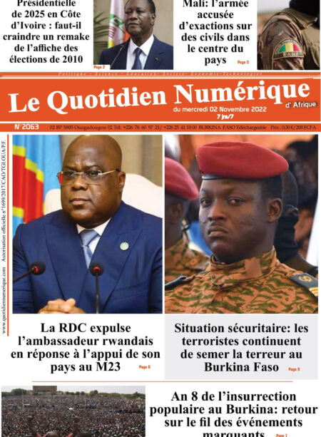 Quotidien Numerique d’Afrique – 02 novembre 2022 Cover
