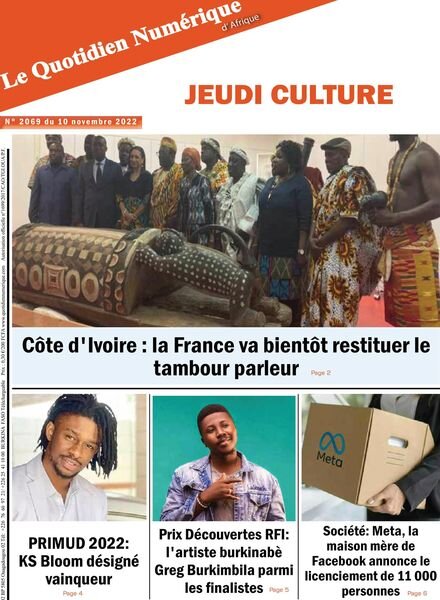 Quotidien Numerique d’Afrique – 10 novembre 2022 Cover