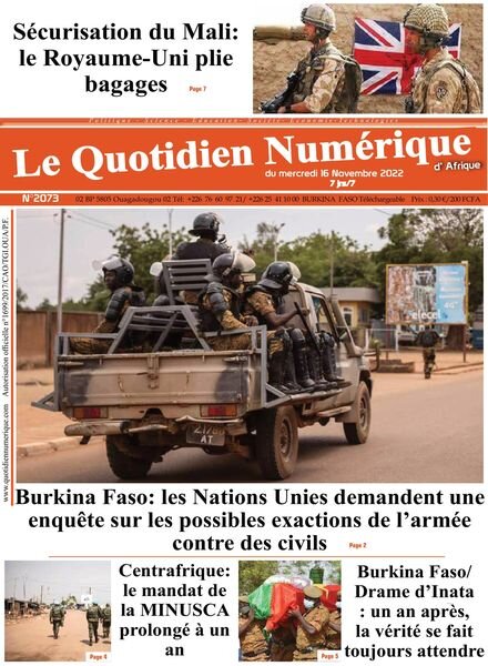 Quotidien Numerique d’Afrique – 16 novembre 2022 Cover
