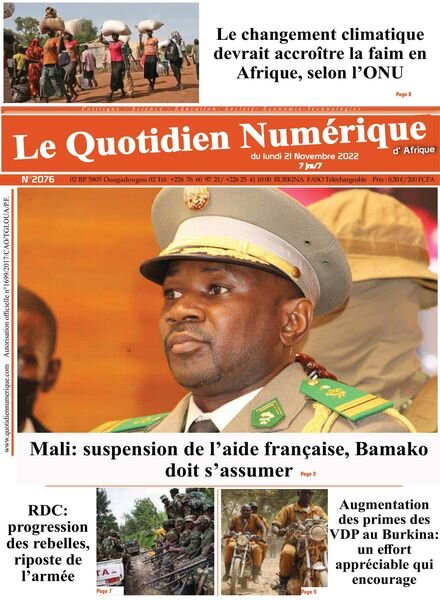 Quotidien Numerique d’Afrique – 21 novembre 2022 Cover