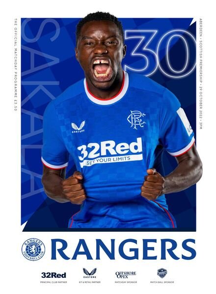 Rangers Football Club Matchday Programme – Rgs vs Aberdeen – 29 October 2022 Cover
